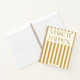 Goal Setting Gold Striped Minimalist Motivational Notebook