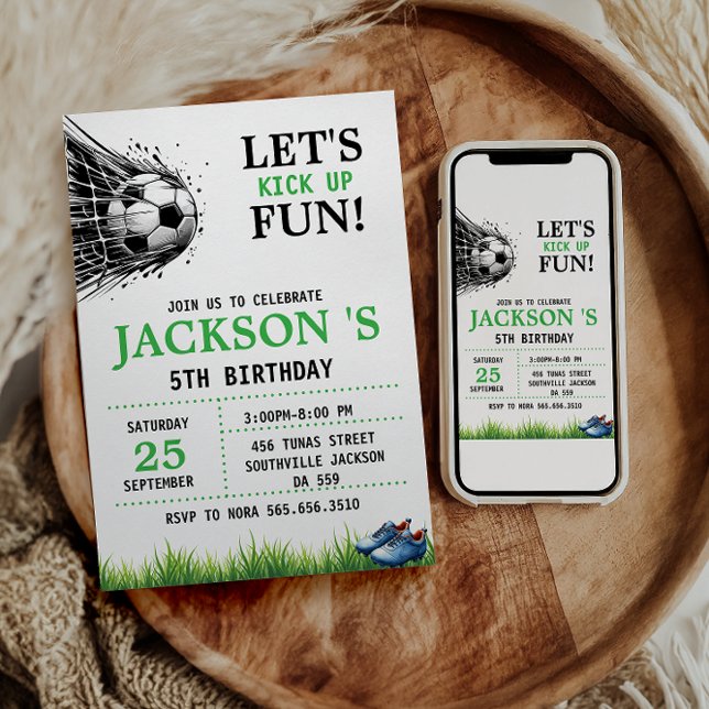 Goal! Soccer 5th Birthday Party Invitation (Creator Uploaded)