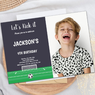 Goal Soccer Birthday Invitations with photo