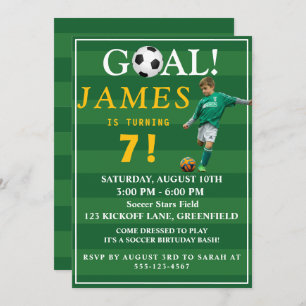 Goal! Soccer Birthday Invite for Kids – Age 7
