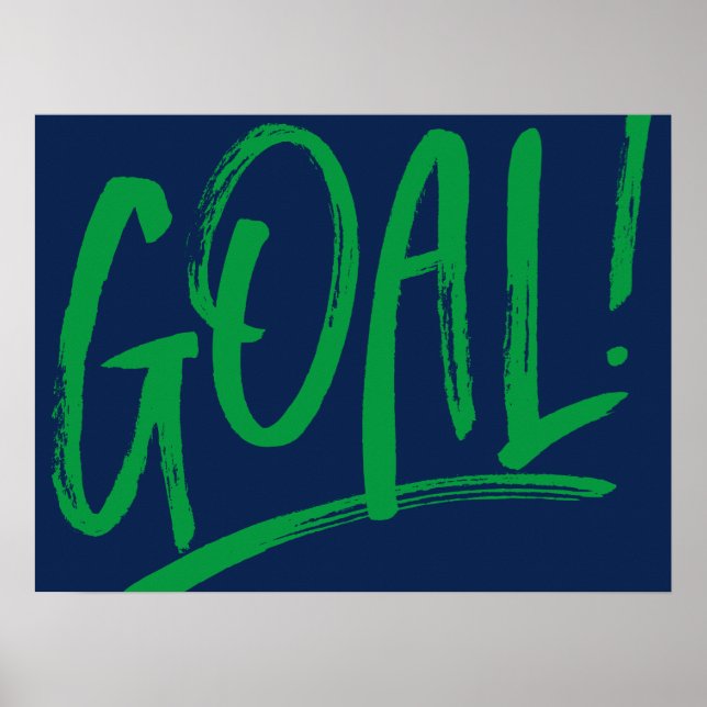 Goal! soccer hockey blue green sports art poster (Front)