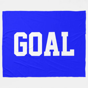 GOAL Sporty Athletic White Text On Deep Royal Blue Fleece Blanket