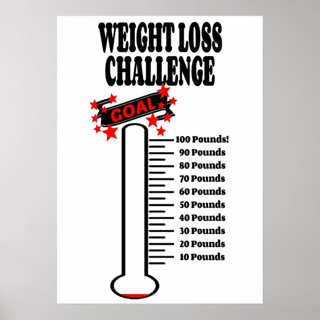 Goal Thermometer 100 Pound Weight Loss Goal Poster (Front)