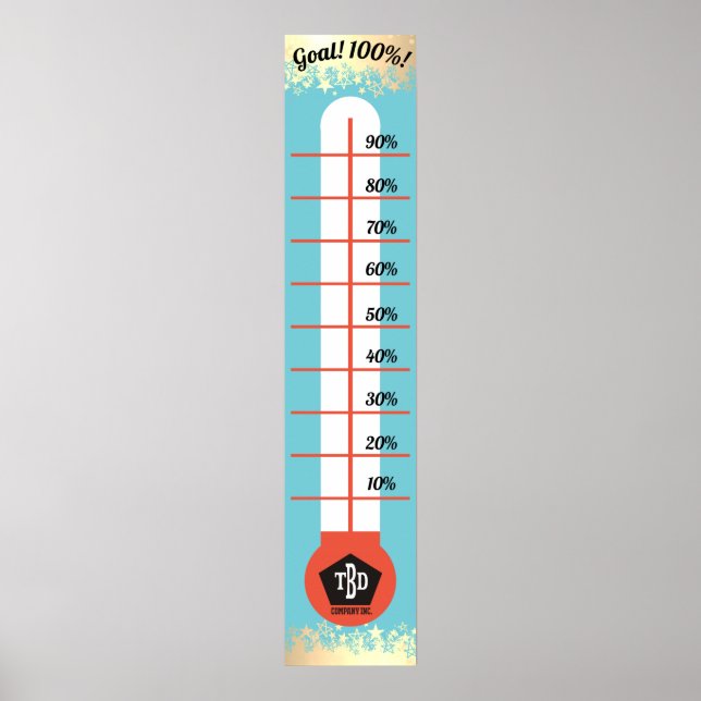 Goal thermometer employee sales donations chart (Front)