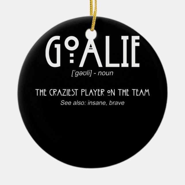 Goalie Gear Goalkeeper Definition Soccer Hockey Ceramic Tree Decoration (Front)