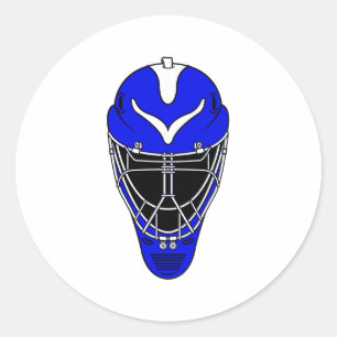 Goalie Helmet Blue Classic Round Sticker