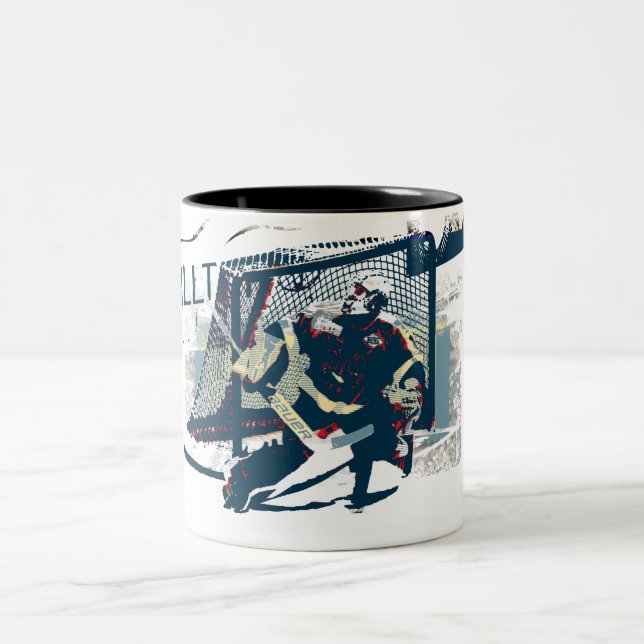 Goalie - Ice Hockey Player Two-Tone Coffee Mug (Center)