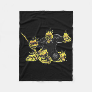 Goalie Playing On Fire Hockey Logo Fleece Blanket