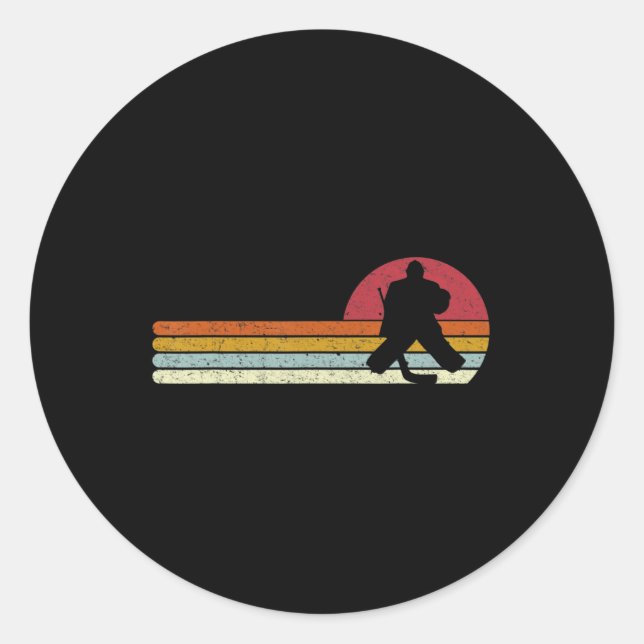Goalie Sunset Ice Hockey Goalkeeper  Classic Round Sticker (Front)