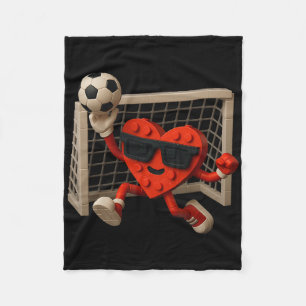 Goalie Valentines Day Soccer Heart Building Brick  Fleece Blanket