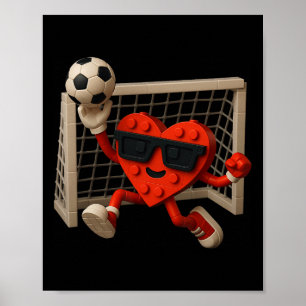 Goalie Valentines Day Soccer Heart Building Brick Poster