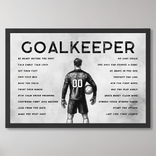 Goalkeeper Grey Soccer Motivational Wall Art Gift