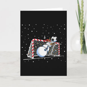 Goalkeeper Snowman Christmas Soccer Player Men Boy Card