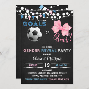 Goals or Bows, Soccer Gender Reveal Party Invitation