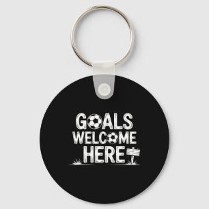 Goals Welcome Here Retro Soccer _1 Key Ring