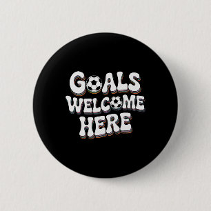 Goals Welcome Here Retro Soccer _2 6 Cm Round Badge