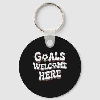 Goals Welcome Here Retro Soccer _2 Key Ring