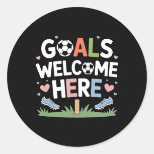 Goals Welcome Here Retro Soccer Classic Round Sticker