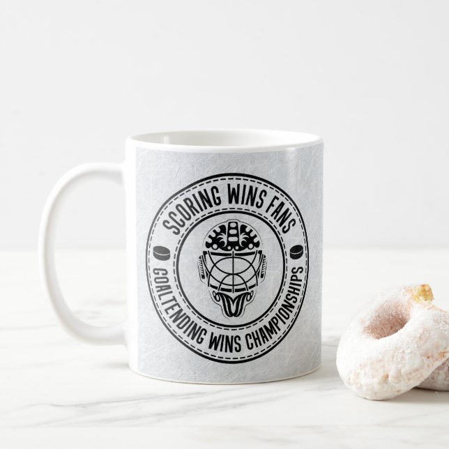 Goaltending Wins Championships Hockey Mug (With Donut)