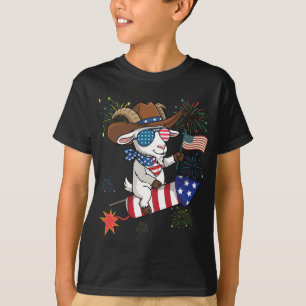 Goat 4th Of July Patriotic Rocket & Fireworks USA T-Shirt