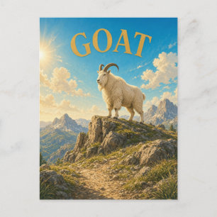 Goat Alpine Peaks Watercolor GeoSaga Postcard