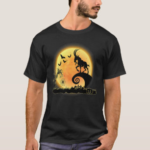 Goat And Moon Scary Funny Halloween Costume T-Shirt