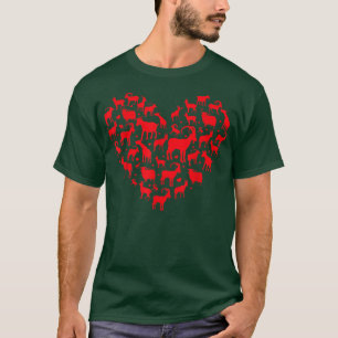 Goat Animal Lover Funny Heart Goat Valentine's Day T-Shirt