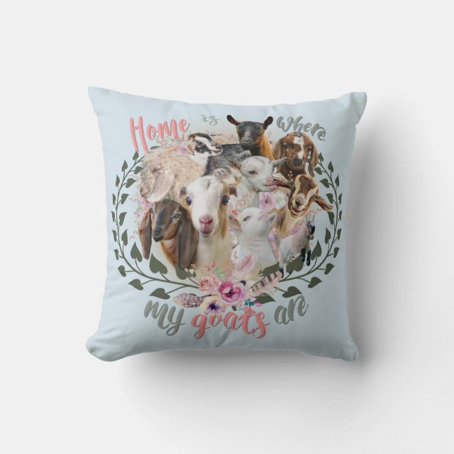 GOAT ART | Home is Where My Goats Are GetYerGoat Cushion (Front)