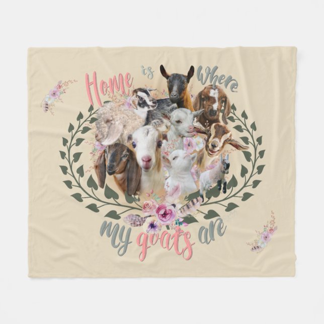 GOAT ART | Home is Where My Goats Are GetYerGoat Fleece Blanket (Front (Horizontal))