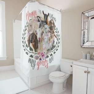 GOAT ART   Home is Where My Goats Are GetYerGoat Shower Curtain