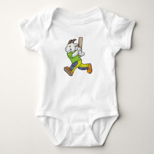 Goat as Batsman with Cricket bat Baby Bodysuit