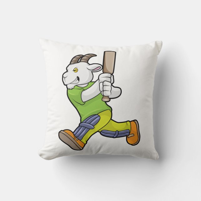 Goat as Batsman with Cricket bat Cushion (Front)