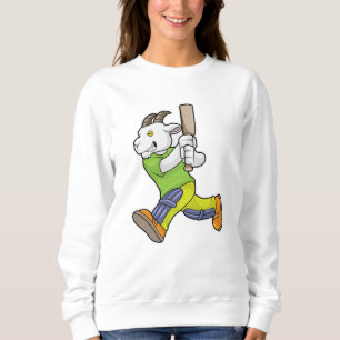 Goat as Batsman with Cricket bat Sweatshirt