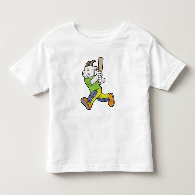 Goat as Batsman with Cricket bat Toddler T-Shirt (Front)