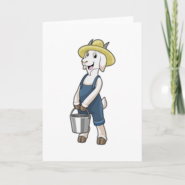 Goat as Farmer with Bucket Card (Front)