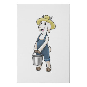 Goat as Farmer with Bucket Faux Canvas Print