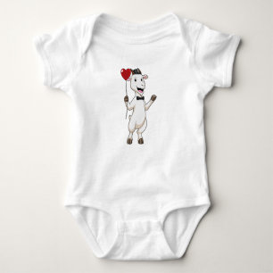 Goat as Groom with Heart Balloon Baby Bodysuit