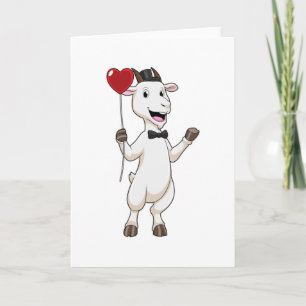 Goat as Groom with Heart Balloon Card
