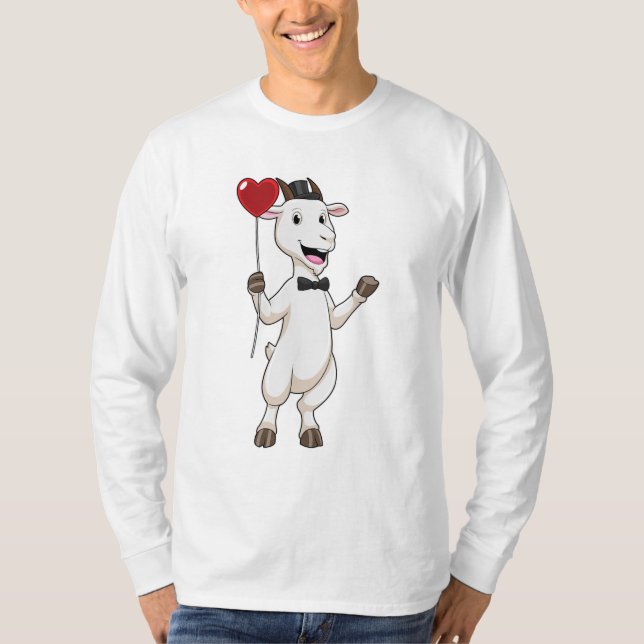 Goat as Groom with Heart Balloon T-Shirt (Front)