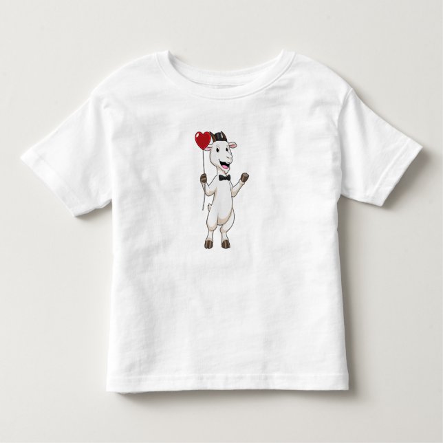 Goat as Groom with Heart Balloon Toddler T-Shirt (Front)