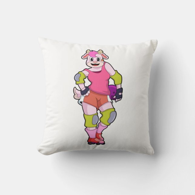Goat as Inline Skater with Inline Skates Cushion (Front)