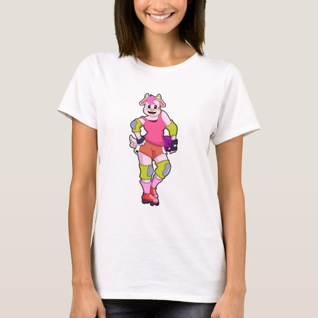 Goat as Inline Skater with Inline Skates T-Shirt (Front)