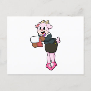 Goat as Secretary with High Heels Postcard
