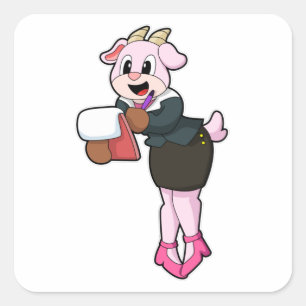 Goat as Secretary with High Heels Square Sticker