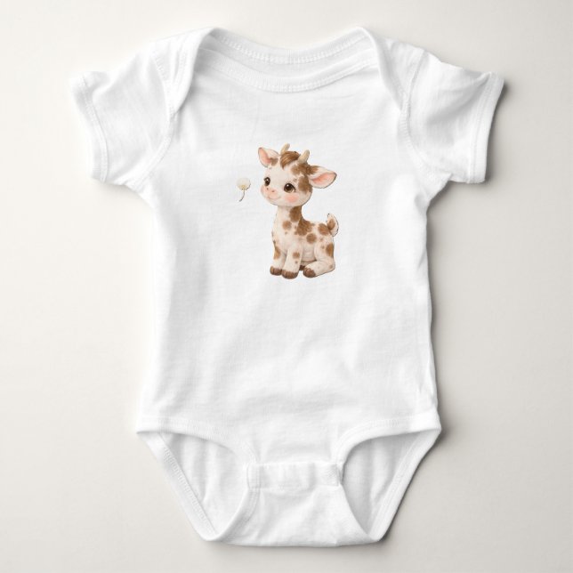 Goat Baby Bodysuit – Cute Farm Animal Baby 🐐 (Front)