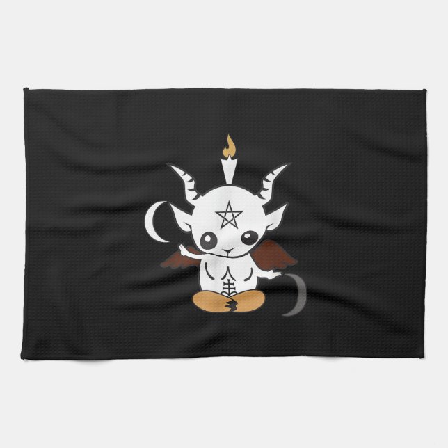 Goat Baphomet Halloween Gift Tea Towel (Horizontal)