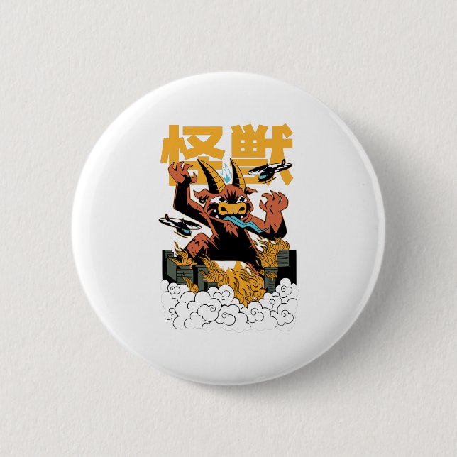 Goat baphomet monster attack 6 cm round badge (Front)