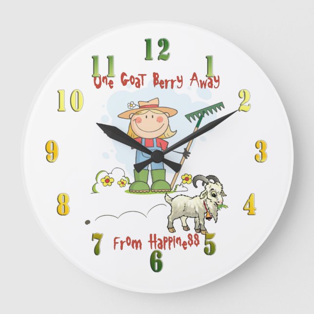 Goat Berry Funny Cartoon  Wall Clock (Front)