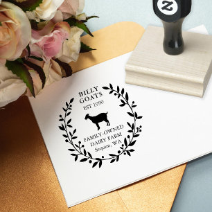 Goat Berry Laurel Editable Business II Rubber Stamp