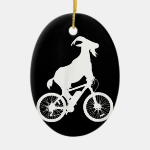 Goat Bicycle Rider Funny Goat Lover Graphic Ceramic Tree Decoration